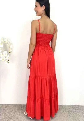 VESTIDO LONGO LASTEX - COSH JEANS - Vermelho
