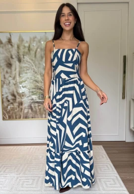VESTIDO LONGO LEDA - COSH JEANS - Azul
