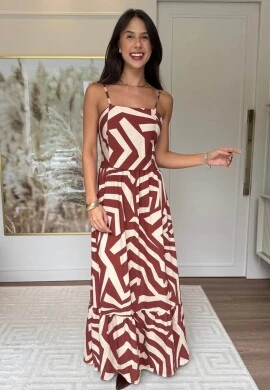 VESTIDO LONGO LEDA - COSH JEANS - Marrom