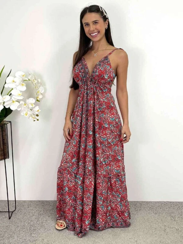 VESTIDO LONGO PRAIANO - COSH JEANS - Vermelho