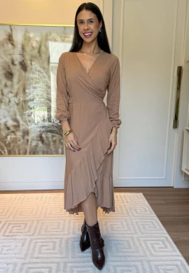 VESTIDO LUCIA TRANSPASSADO - COSH JEANS - Bege