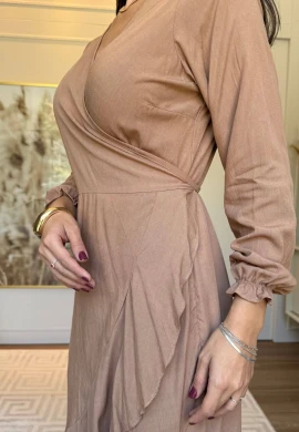 VESTIDO LUCIA TRANSPASSADO - COSH JEANS - Bege