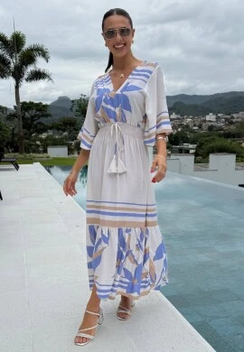 VESTIDO MARCELI - COSH JEANS - Azul estampado