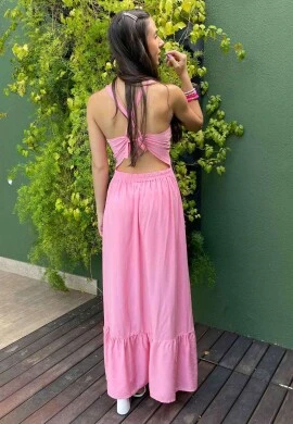 VESTIDO MIDI C/ BOTÕES - COSH JEANS - Rosa
