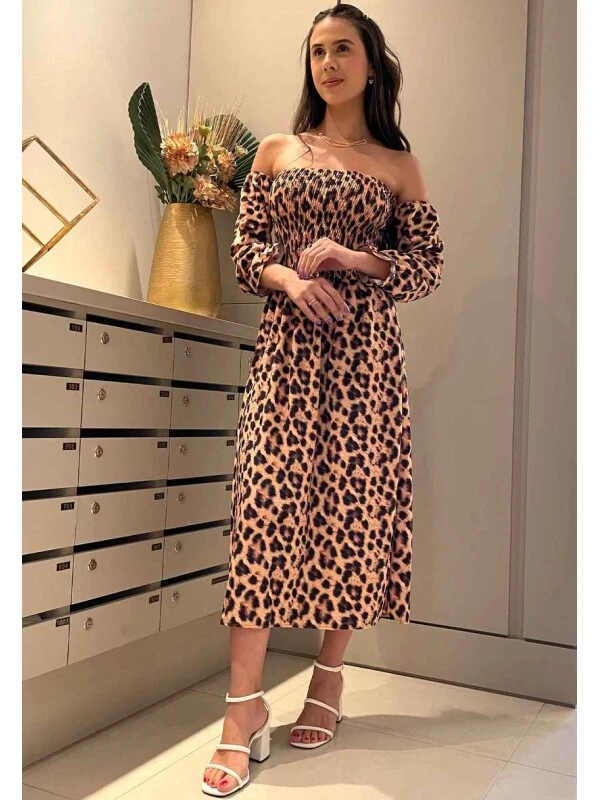 VESTIDO MIDI ONÇA- COSH JEANS - Onça