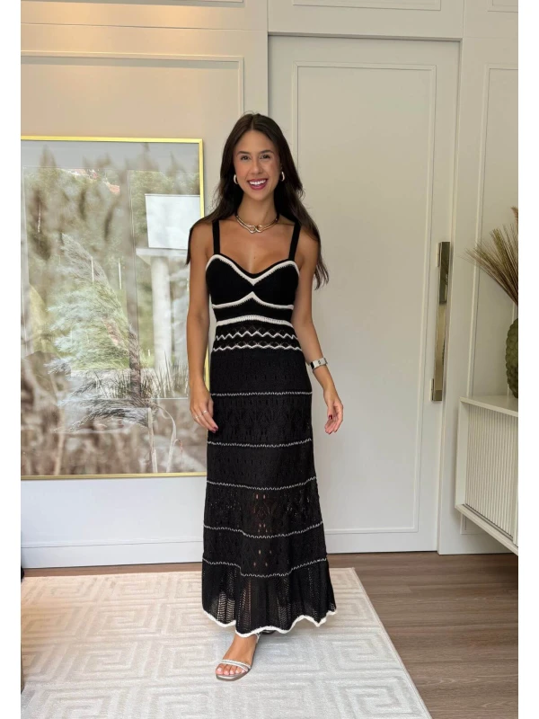 VESTIDO MIRELA SAIA RENDADA - COSH JEANS - Preto