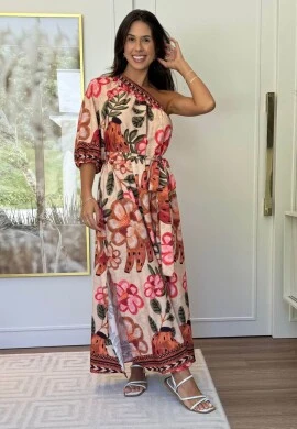 VESTIDO OMBRO SÓ - COSH JEANS - Marrom