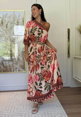 VESTIDO OMBRO SÓ - COSH JEANS - Marrom