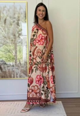 VESTIDO OMBRO SÓ - COSH JEANS - Marrom