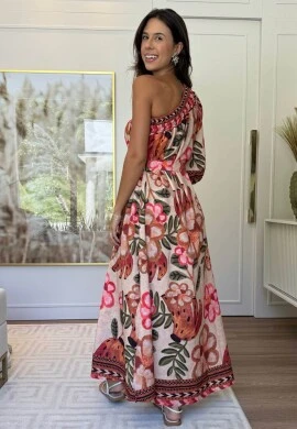 VESTIDO OMBRO SÓ - COSH JEANS - Marrom