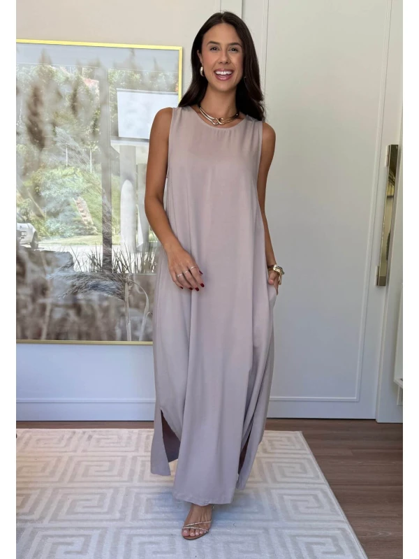 VESTIDO PLUS SIZE LAURA - COSH JEANS - Bege