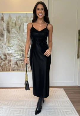 VESTIDO PU AURORA - COSH JEANS - Preto