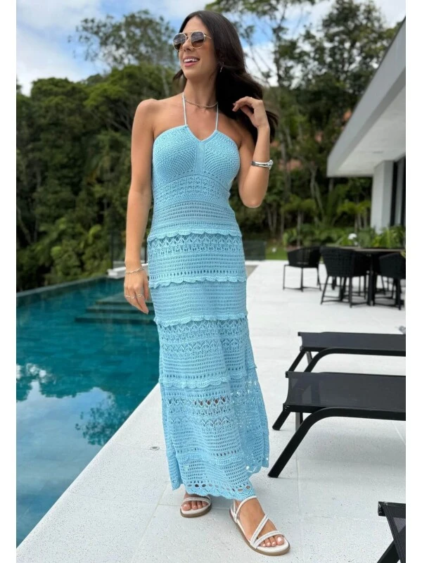 VESTIDO RENDADO CORALIS - COSH JEANS - Azul
