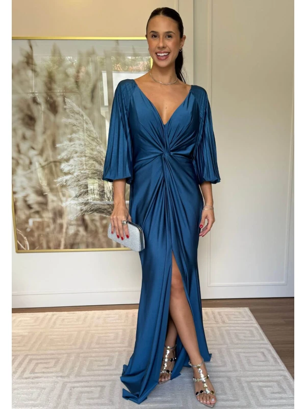 VESTIDO TEODORA LONGA - COSH JEANS - Petroleo