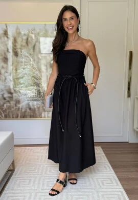 VESTIDO TOMARA QUE CAIA EDUARDA - COSH JEANS - Preto