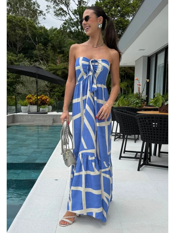 VESTIDO TOOMARA QUE CAIA MAJU - COSH JEANS - Bege/azul bebê