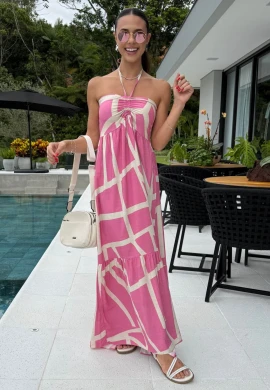 VESTIDO TOOMARA QUE CAIA MAJU - COSH JEANS - Bege/rosa bebê