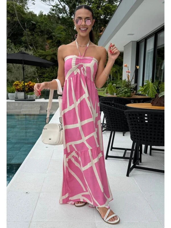 VESTIDO TOOMARA QUE CAIA MAJU - COSH JEANS - Bege/rosa bebê