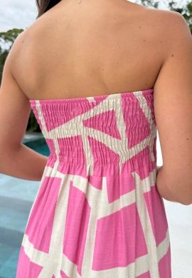 VESTIDO TOOMARA QUE CAIA MAJU - COSH JEANS - Bege/rosa bebê