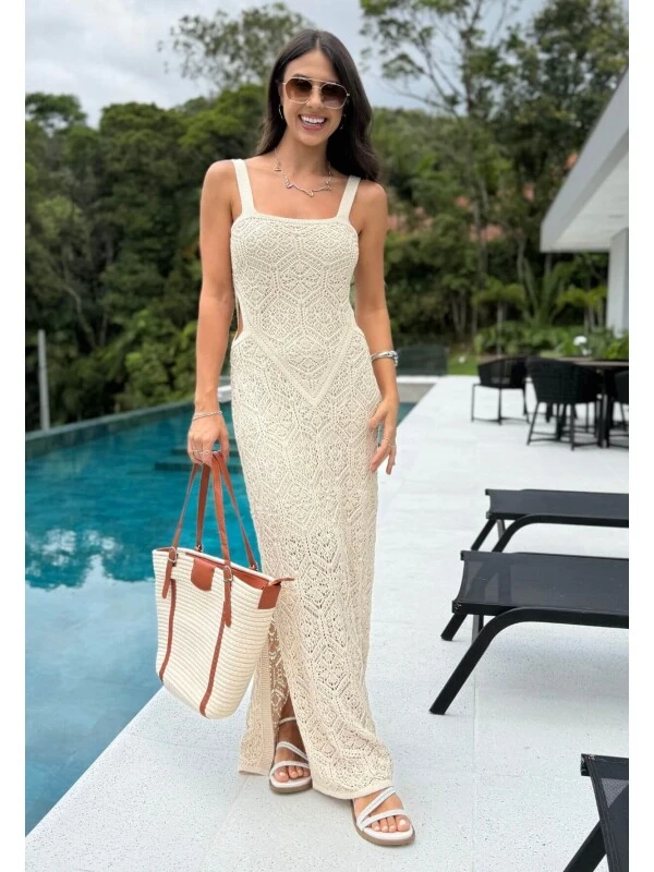 VESTIDO TRICO MARAISA - COSH JEANS - Bege