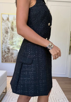 VESTIDO TWEED LUEX - COSH JEANS - Preto