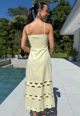VESTIDO VIRGINIA VAZADO - COSH JEANS - Amarelo