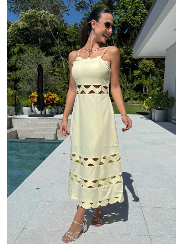 VESTIDO VIRGINIA VAZADO - COSH JEANS - Amarelo
