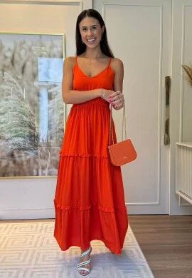 VESTIDO VISCOLINHO FEMININO - COSH JEANS - Laranja