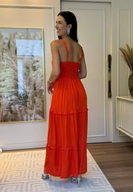 VESTIDO VISCOLINHO FEMININO - COSH JEANS - Laranja