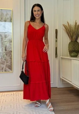 VESTIDO VISCOLINHO FEMININO - COSH JEANS - Vermelho